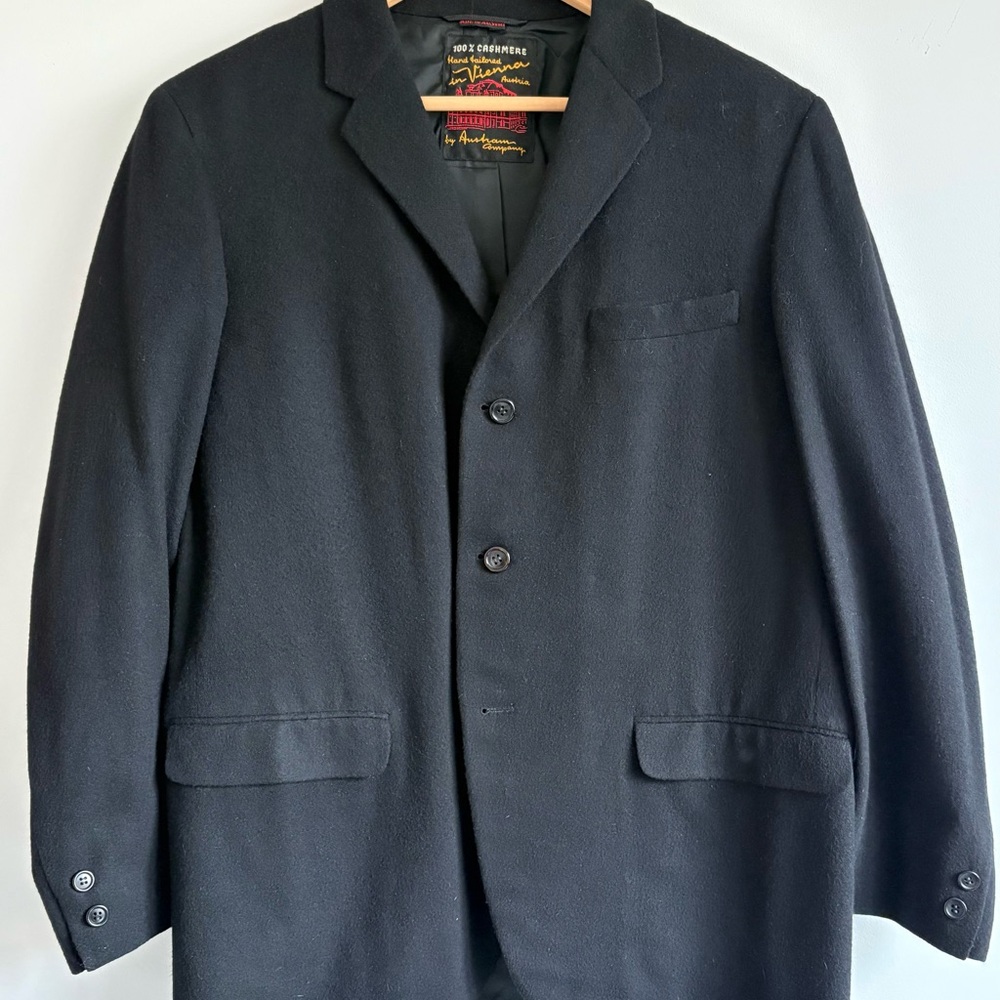 Vintage 100% Cashmere Blazer Vienna Austria Hand Tailored Black Sport Coat 40R